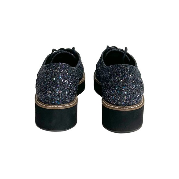 Shellys London Platform Glitter Oxfords, Black, 8 - Picture 3 of 4